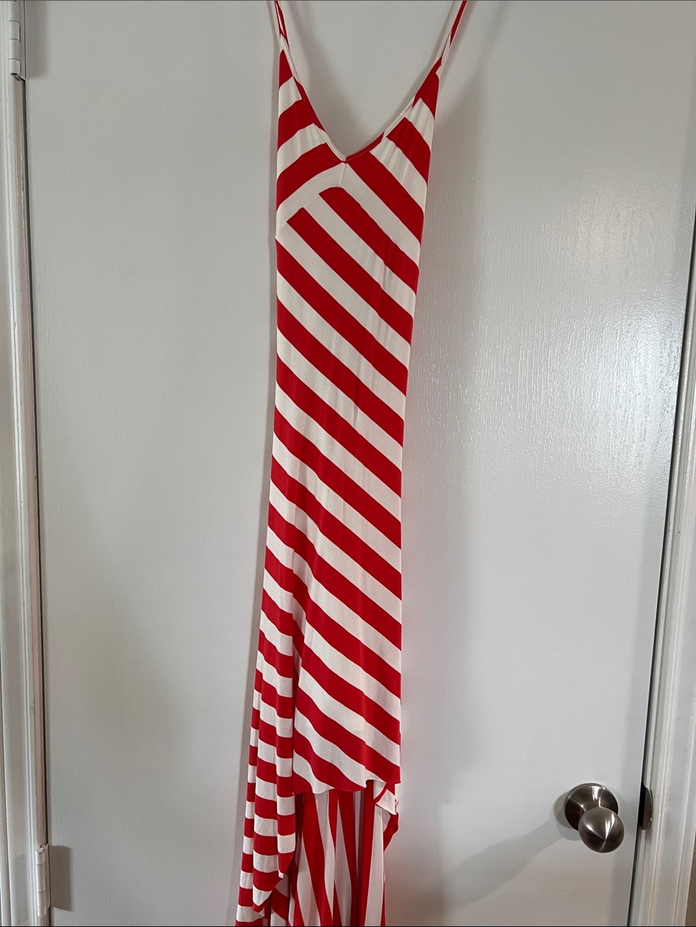Arden B Coral and White Striped High Low Dress